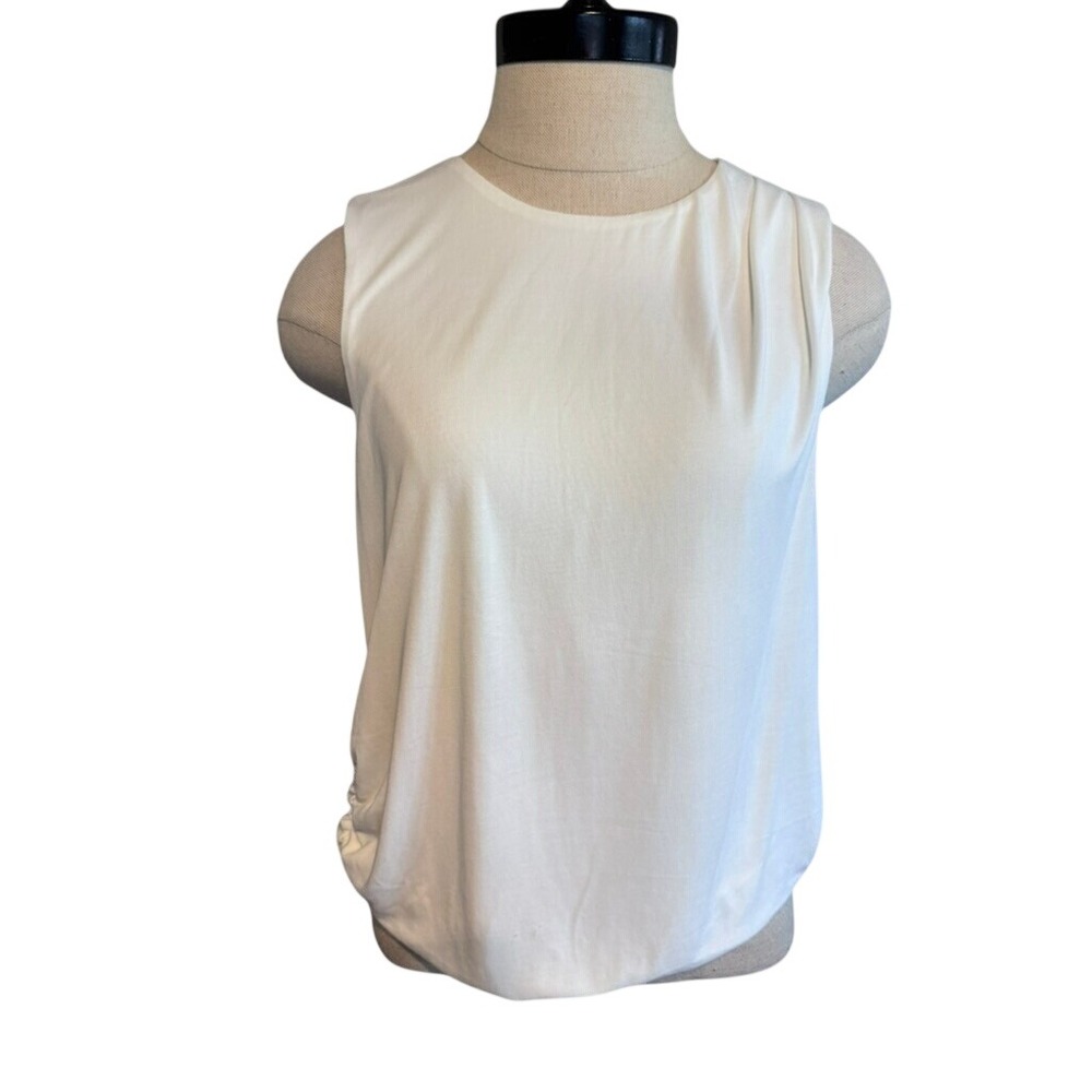 Central Park West Ivory Ruched Jersey Top Sleeveless Small NEW